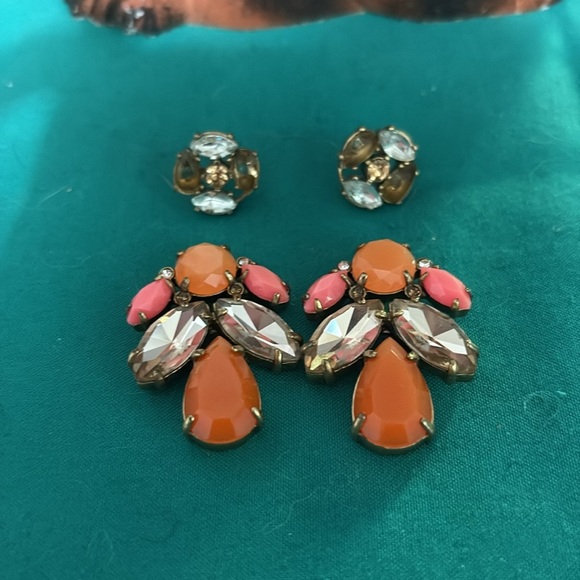 Stella and Dot Orange and Pink gemstone convertible earrings 2” EUC - Picture 3 of 4